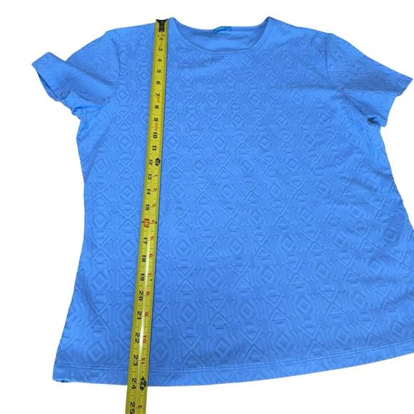 J McLaughlin Top Catalina Cloth Jacquard Texture Blue S/S Large Coastal Beach - Picture 8 of 8